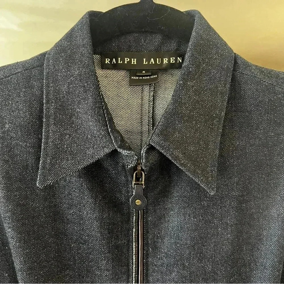 146 Ralph Lauren Black Label Denim Full Zip Collar Dress Size 4 - Picture 5 of 6